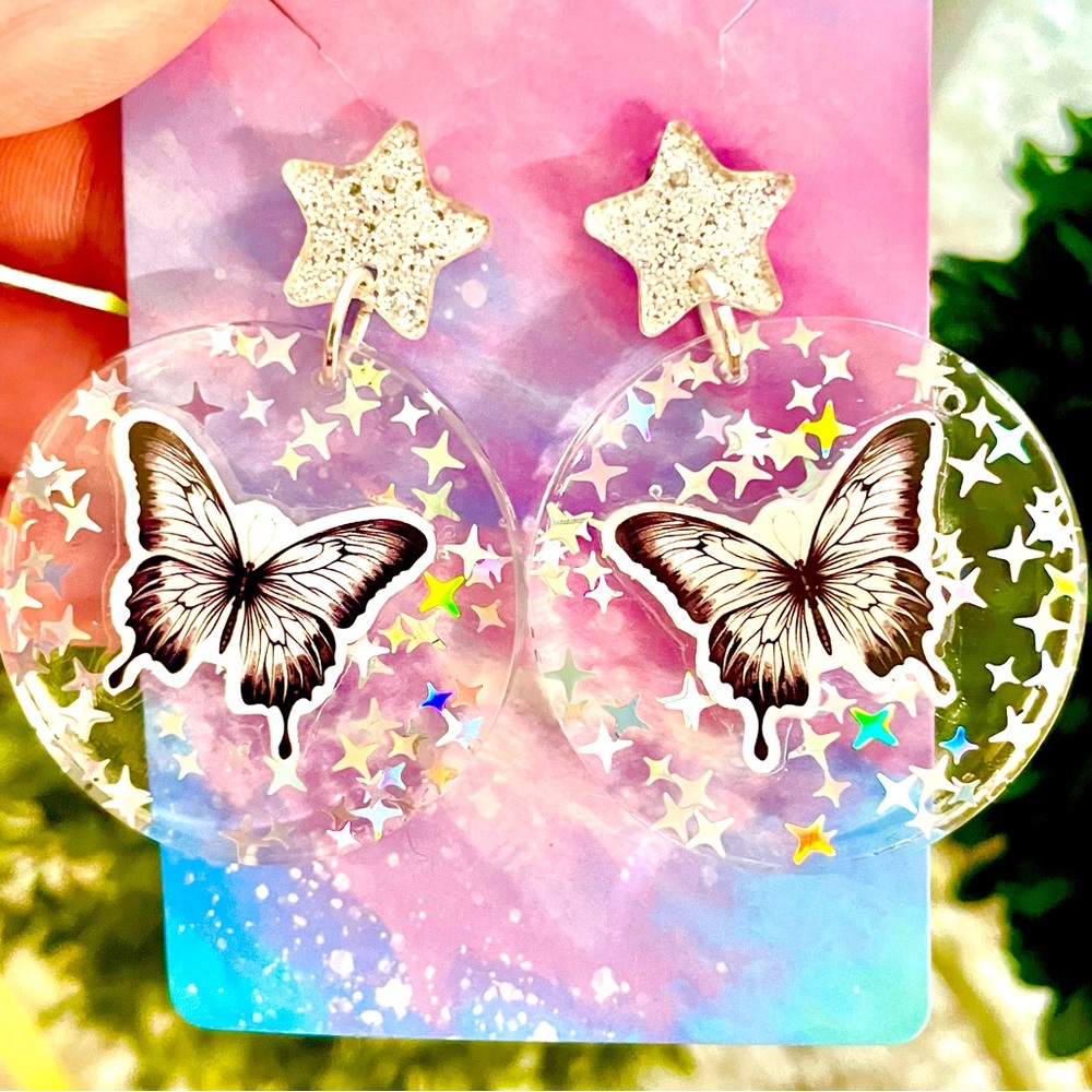 Butterfly Acrylic Dangle Earrings